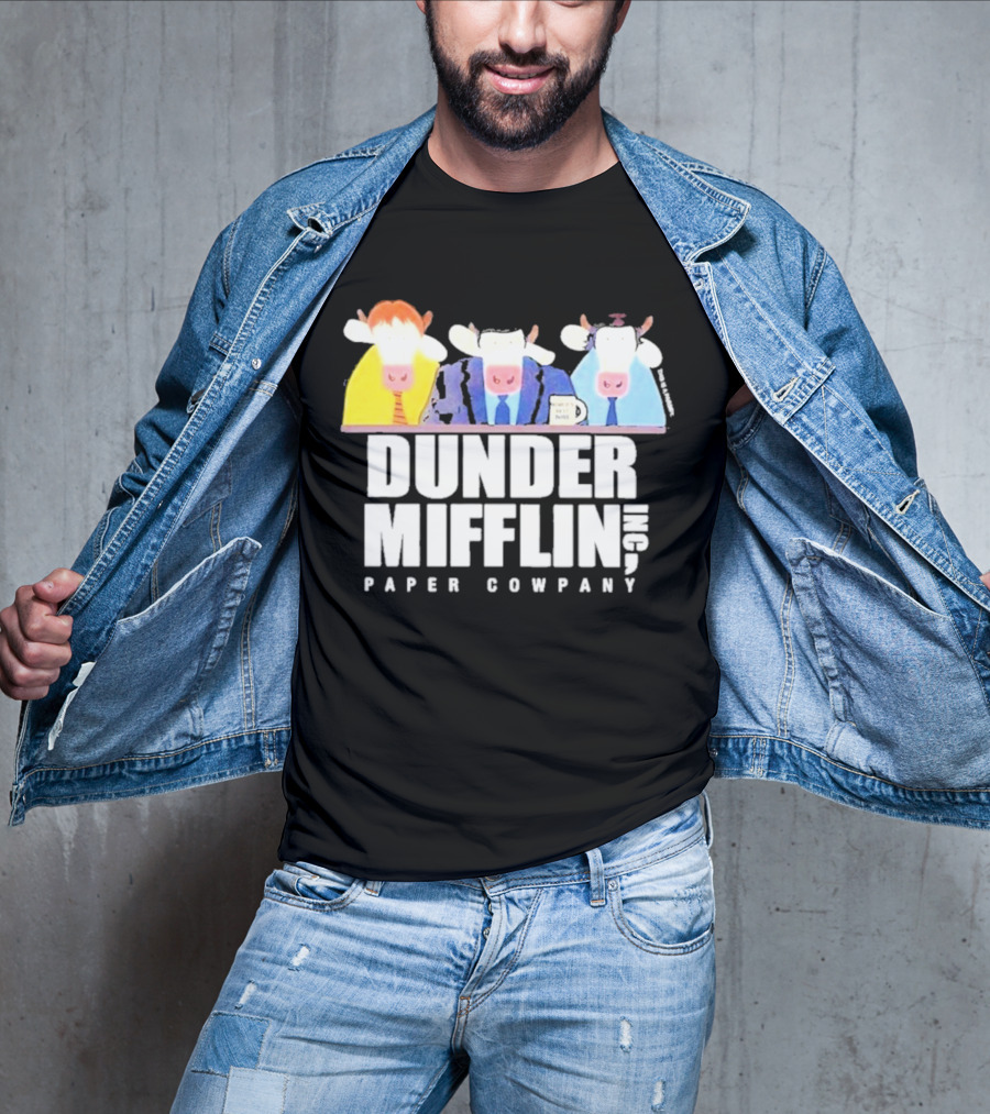 Dunder Mifflin Inc Paper Cowpany Cow Characters T-Shirt