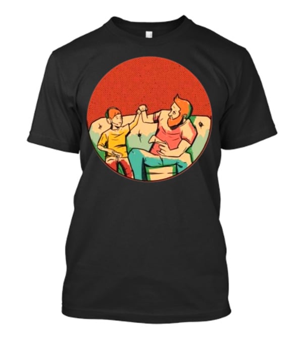 Father And Son Gaming Bond On The Couch T-Shirt