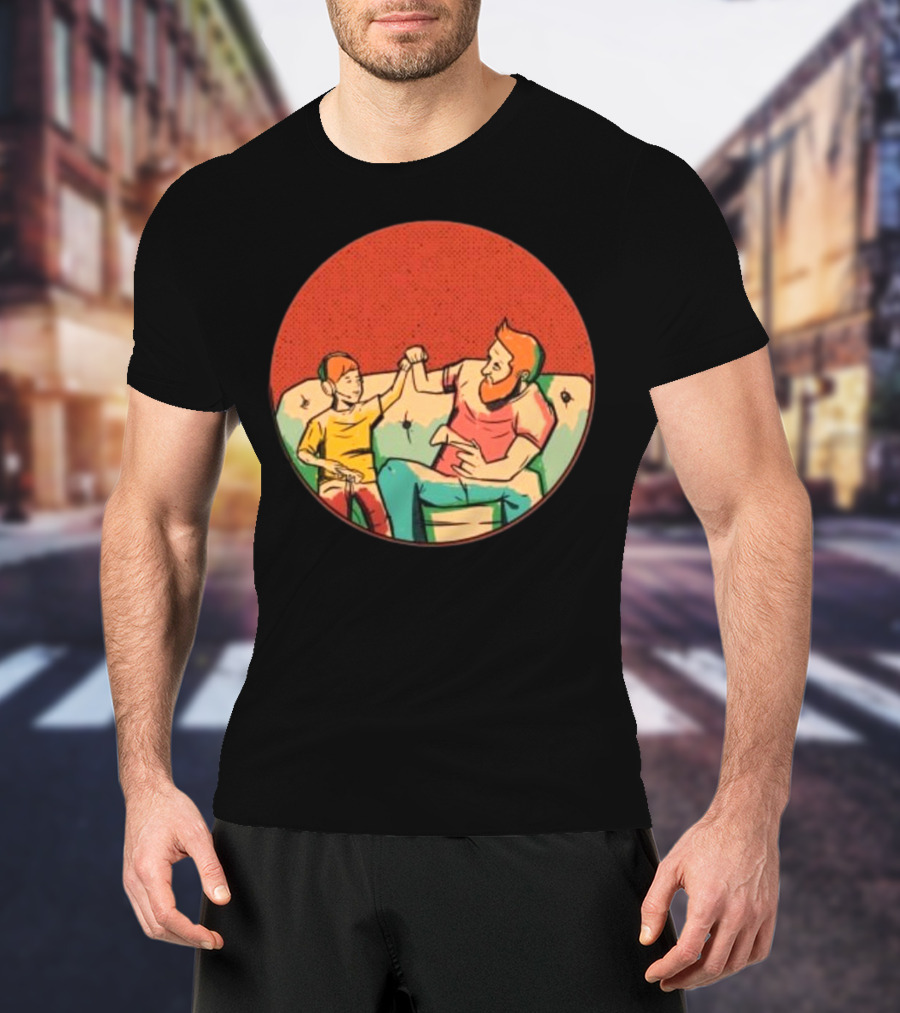 Father And Son Gaming Bond On The Couch T-Shirt