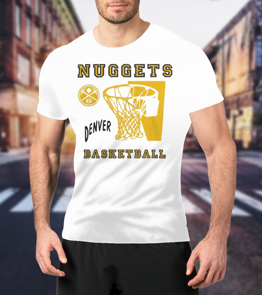Nuggets Denver Basketball Slam Dunk White Men's Junk Food T-Shirt