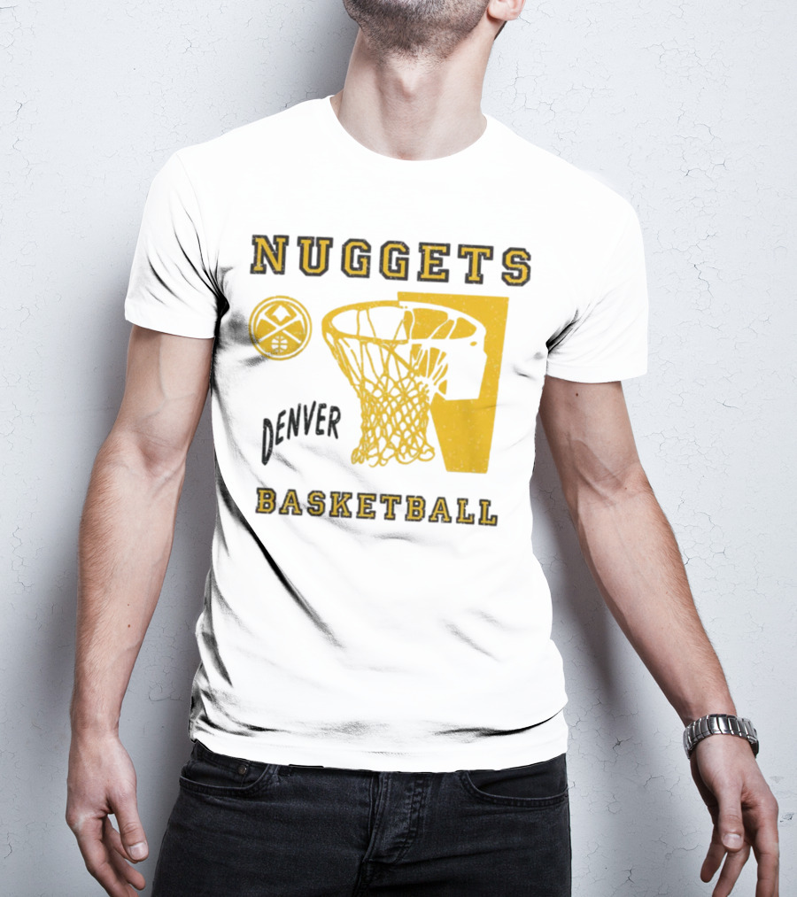 Nuggets Denver Basketball Slam Dunk White Men's Junk Food T-Shirt