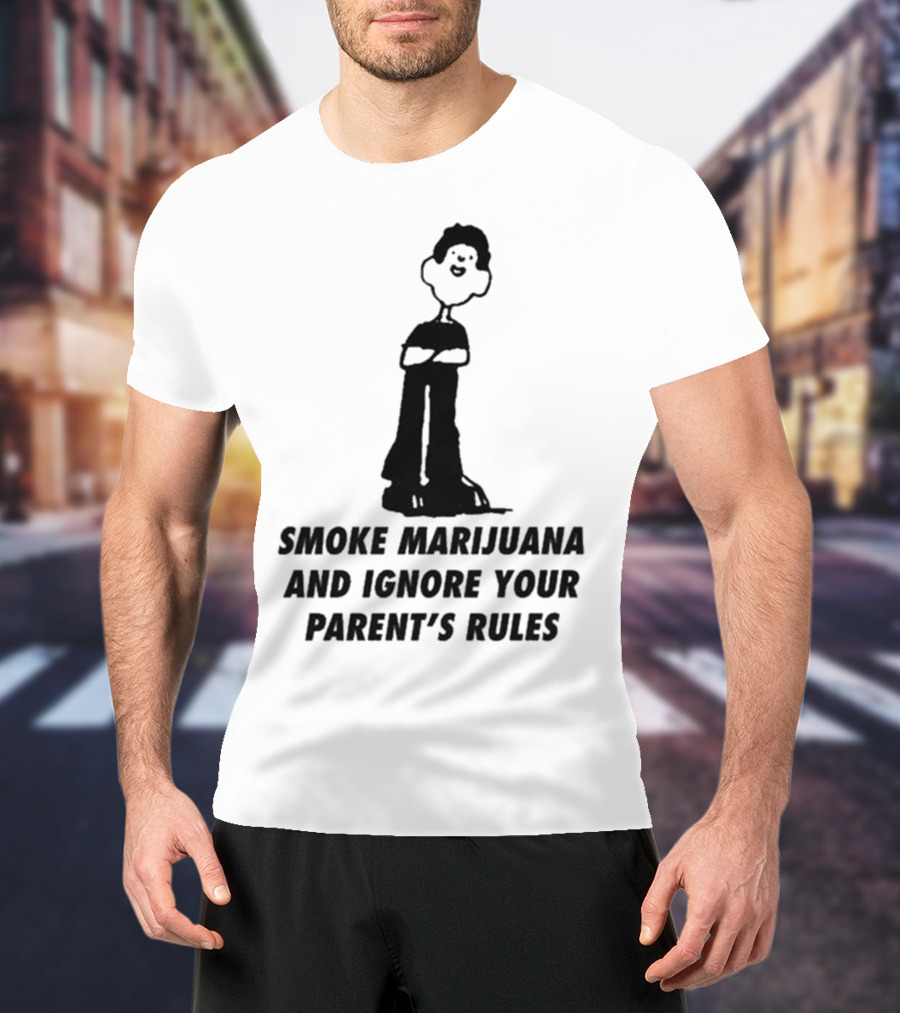 Smoke Marijuana And Ignore Your Parent’s Rules Stick Figure Standing With Crossed Arms T-Shirt