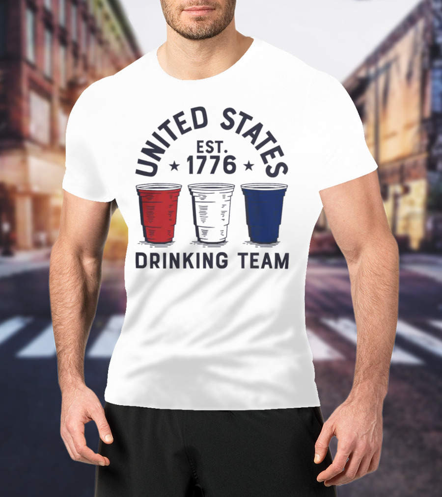 United States Drinking Team Est 1776 Red White Blue Cups T-Shirt