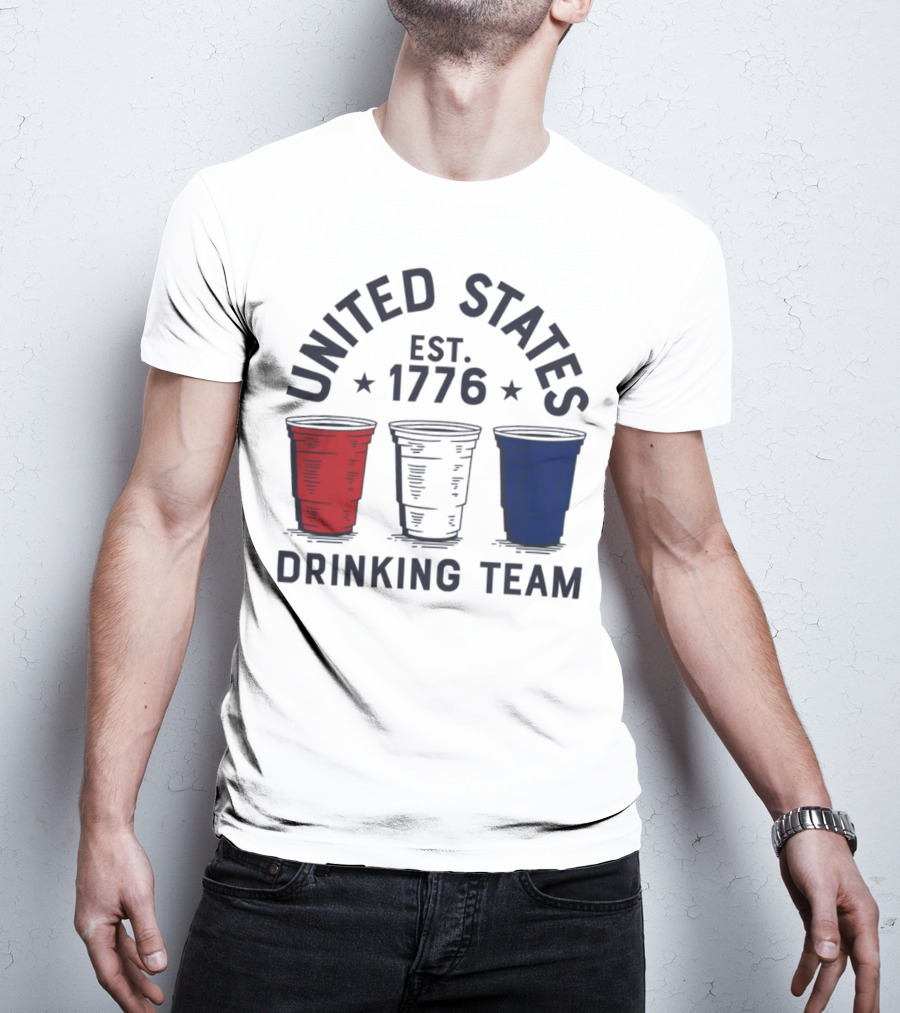 United States Drinking Team Est 1776 Red White Blue Cups T-Shirt