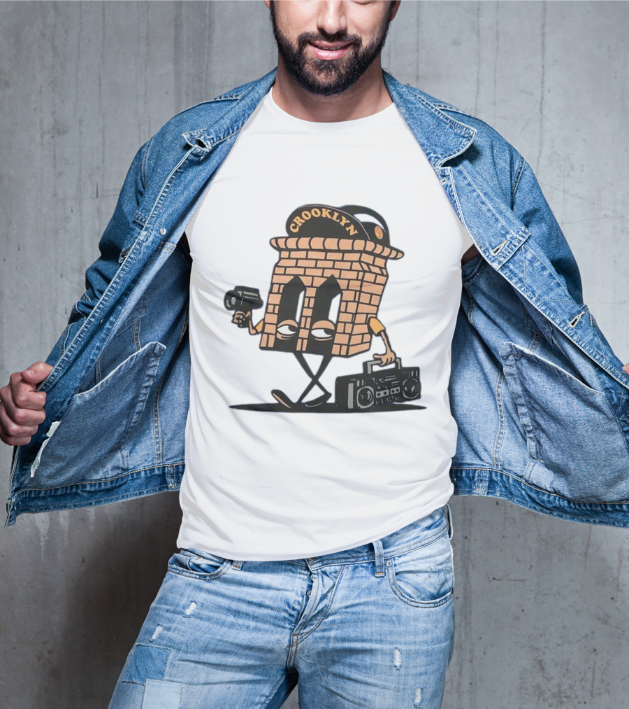Crooklyn Brick Character With Camera And Boombox T-Shirt