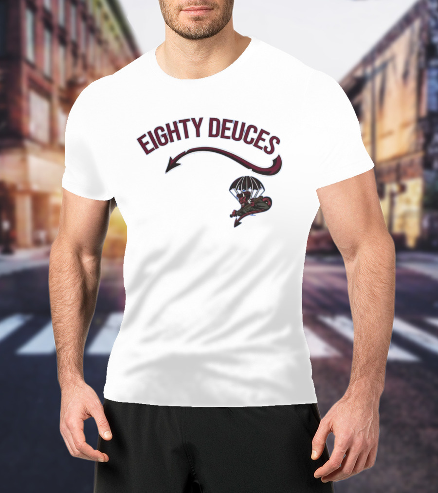 Eighty Deuces Parachuting Mascot Fayetteville Woodpeckers Milb Store T-Shirt