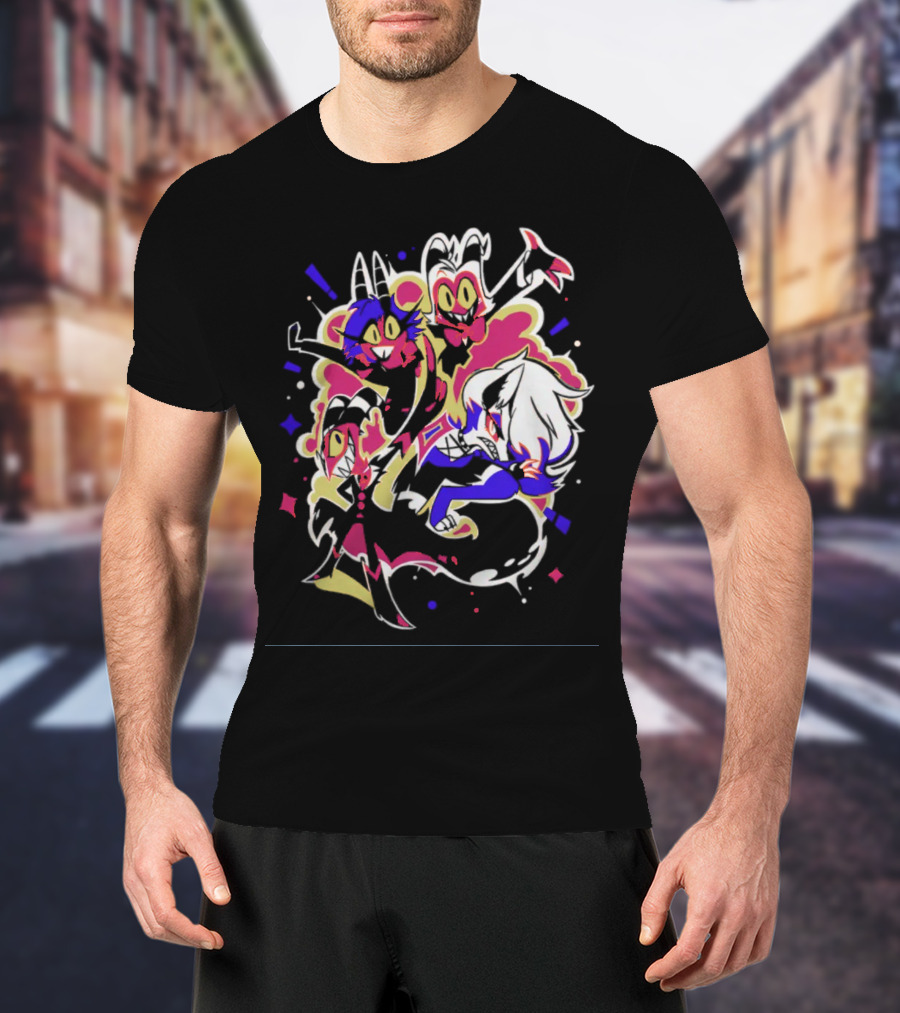 Shark Robot Shop Imp Pop Squad Helluva Boss Cartoon Characters T-Shirt