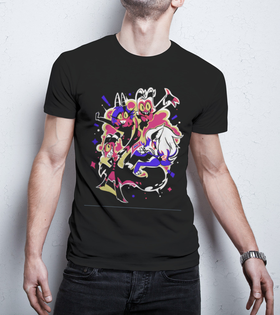 Shark Robot Shop Imp Pop Squad Helluva Boss Cartoon Characters T-Shirt