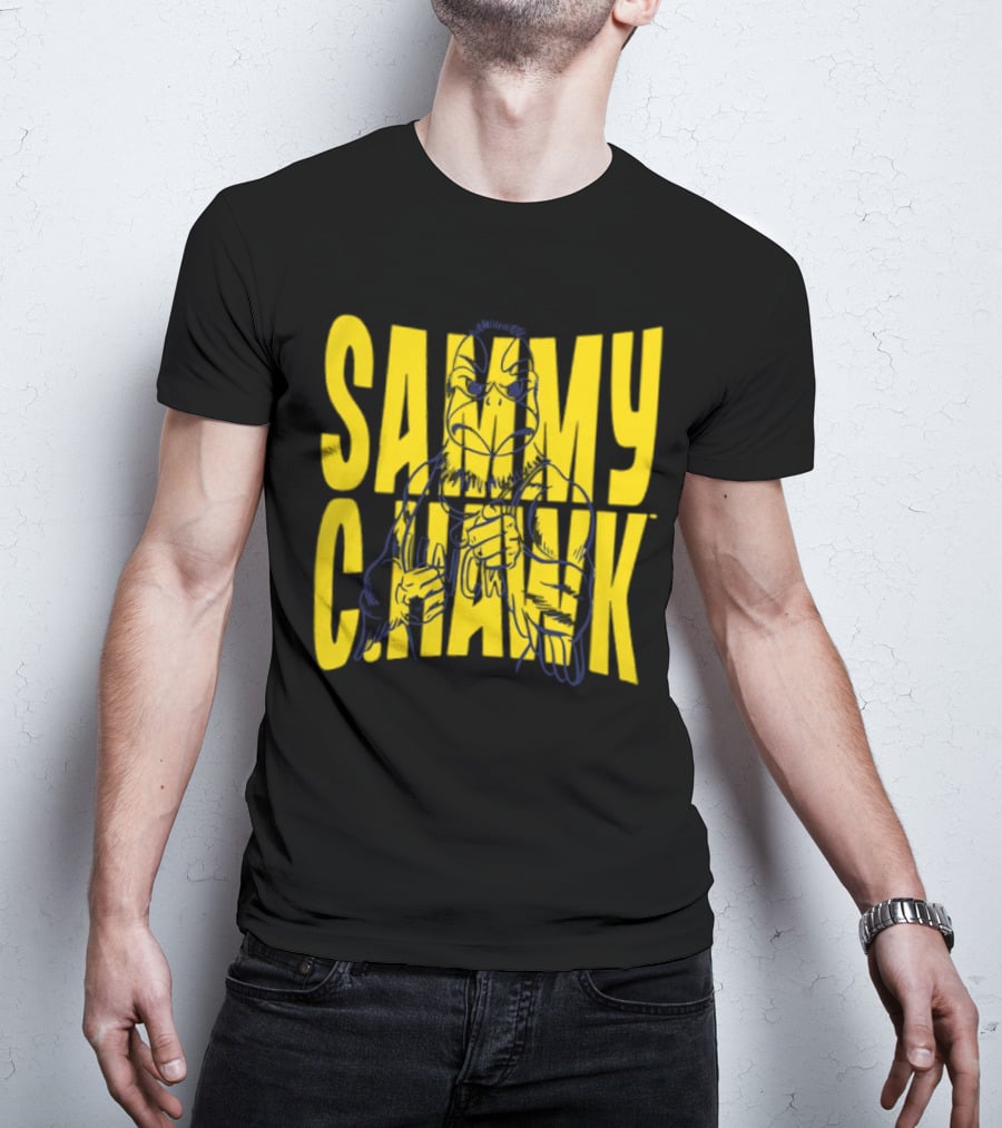 UNC Wilmington Seahawks Sammy C. Hawk Bold Yellow Text With Mascot Outline T-Shirt