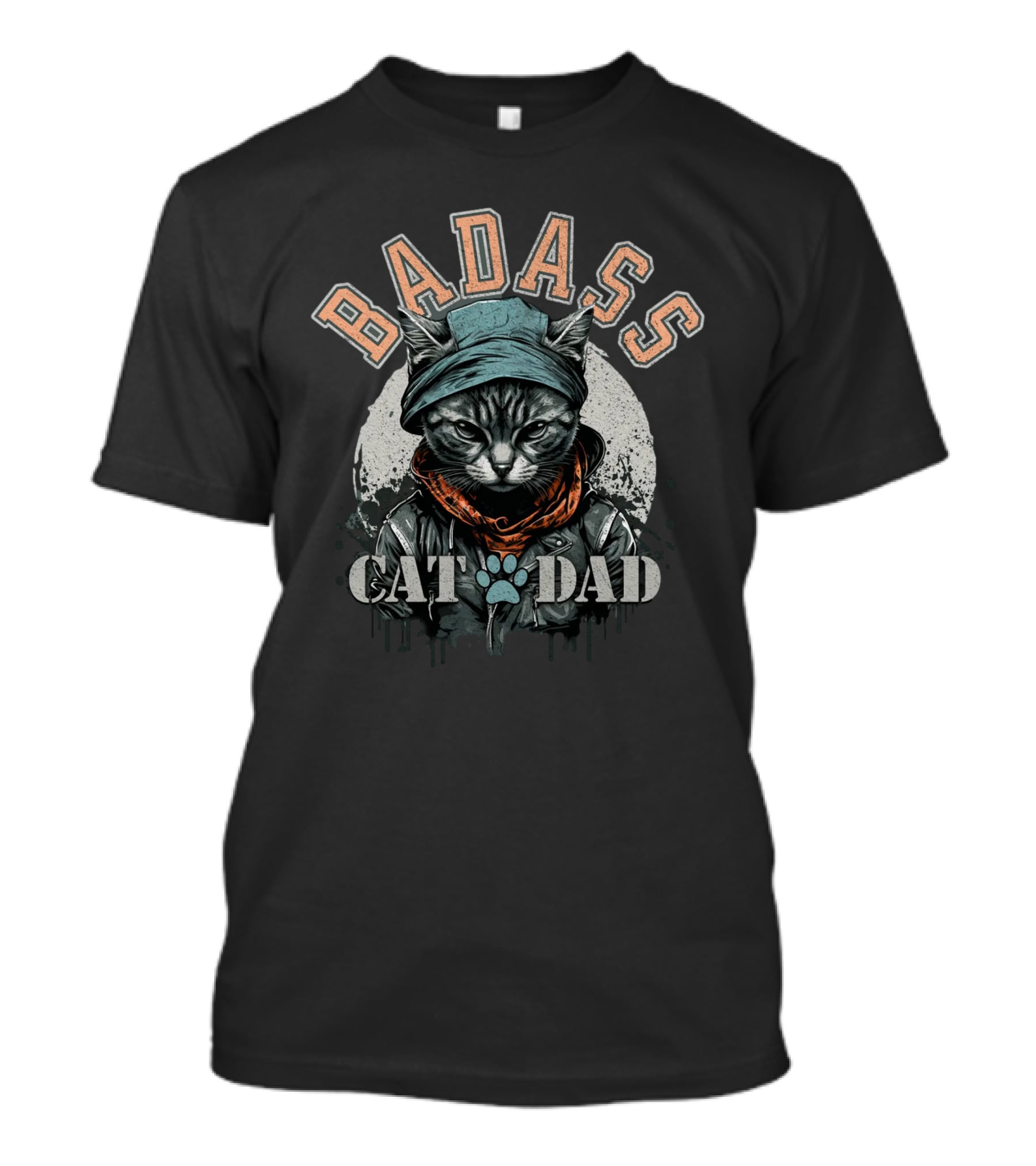 BADASS CAT DAD Hoodie Wearing Cat With Scarf And Paw Prints T-Shirt