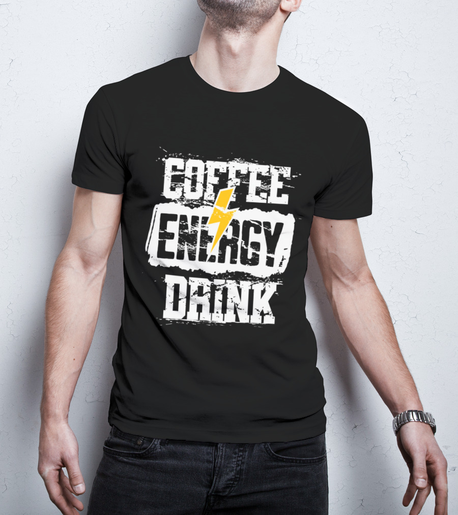 Coffee Energy Drink Grunge Bolt Lightning T-Shirt