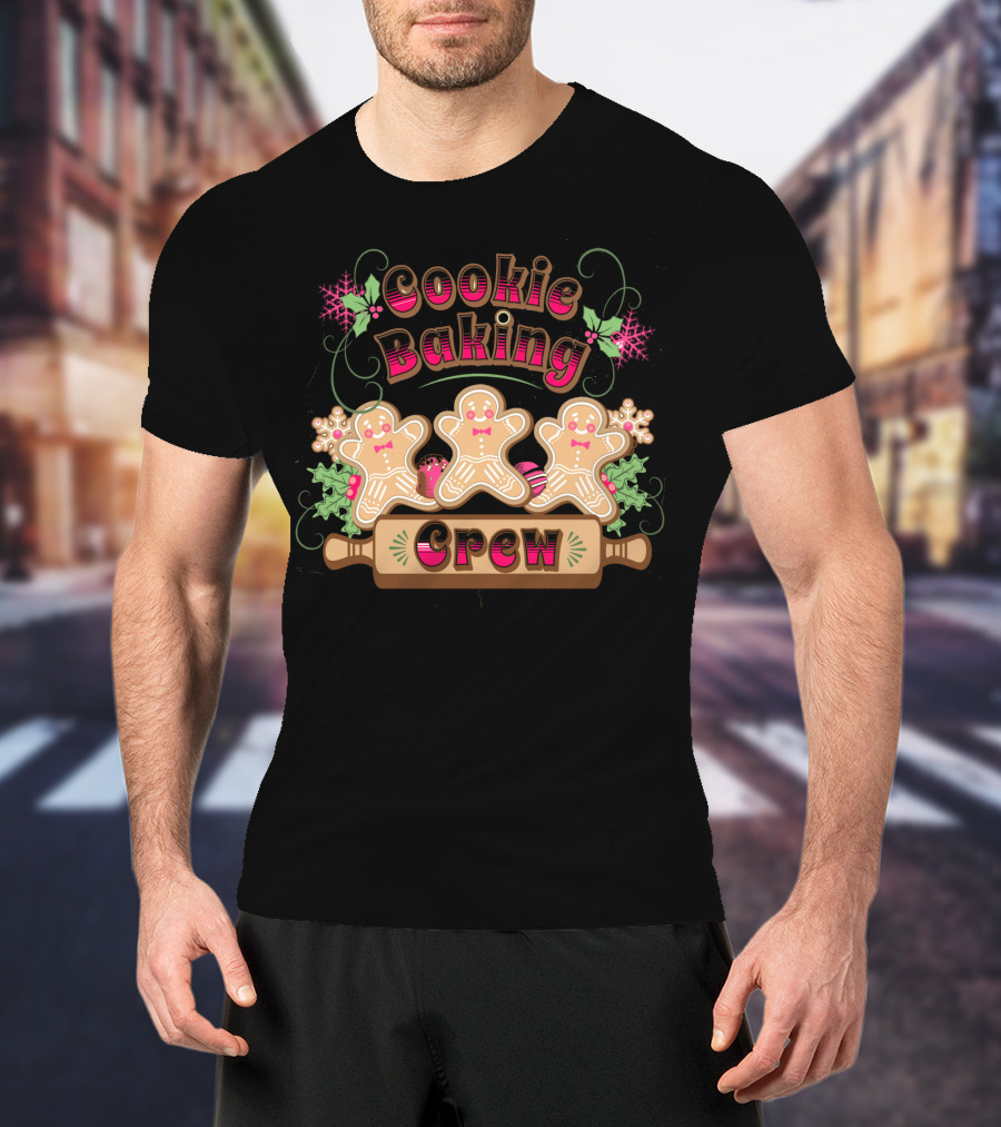 Cookie Baking Crew Gingerbread Ginger Festive Holiday Snowflakes T-Shirt