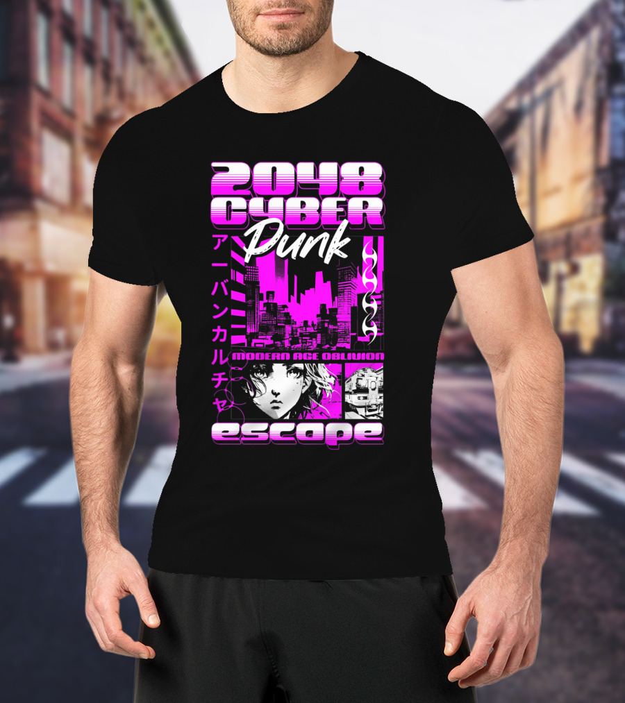 2048 Cyber Punk Escape Modern Age Oblivion Japanese Anime Urban Culture T-Shirt