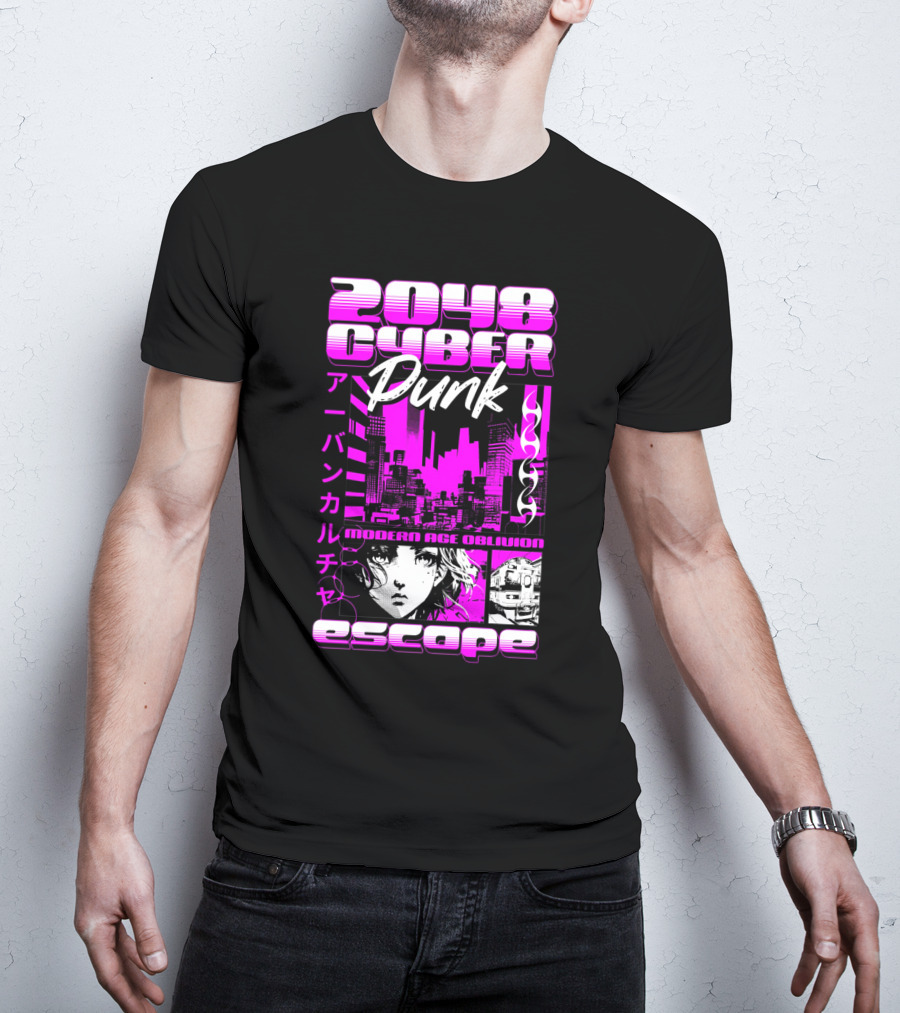 2048 Cyber Punk Escape Modern Age Oblivion Japanese Anime Urban Culture T-Shirt