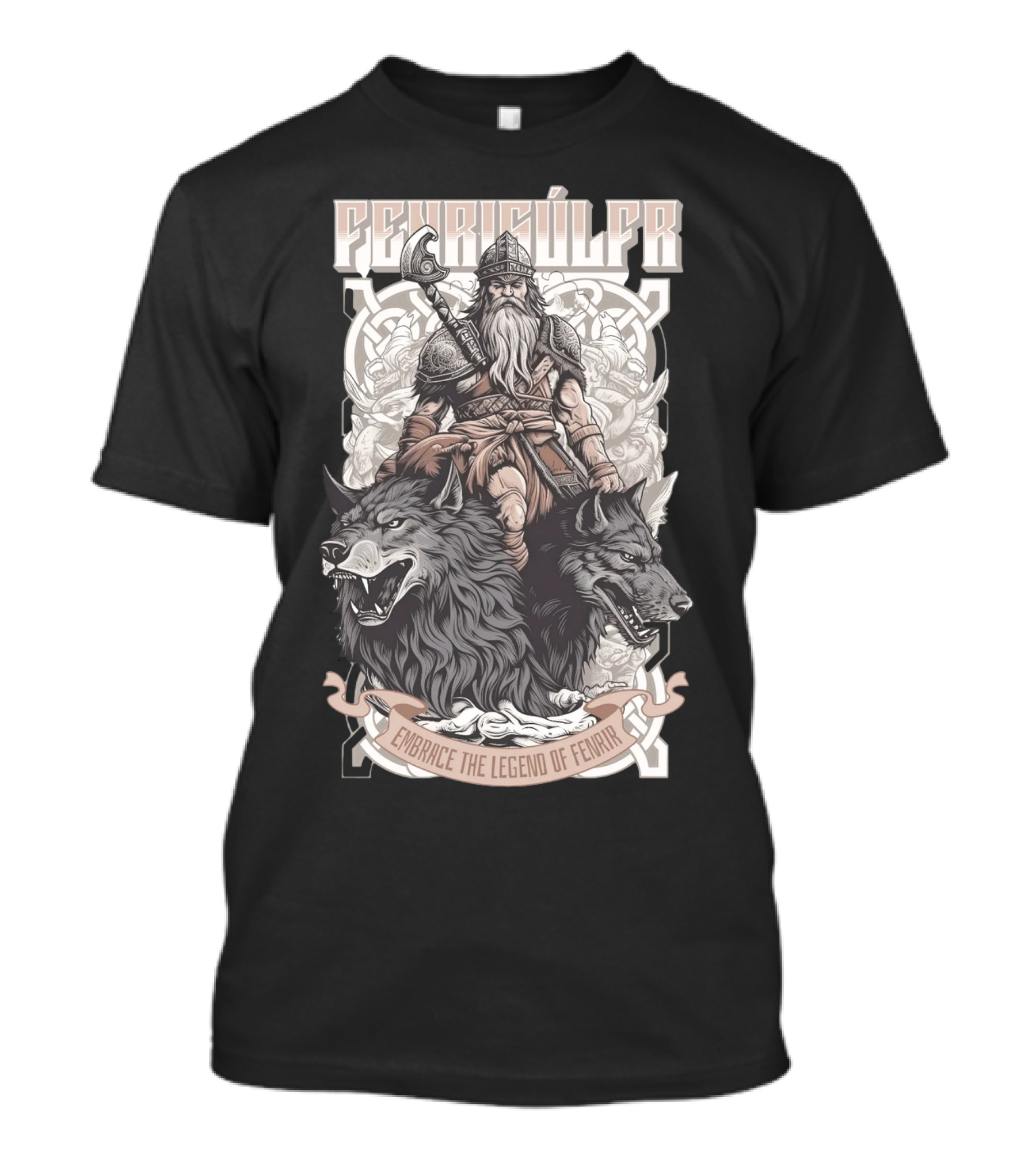 Fenrisúlfr Embrace The Legend Of Fenrir Viking Warrior With Wolves T-Shirt