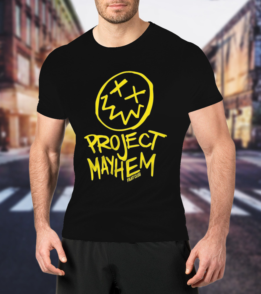 Fight Club Project Mayhem Men's Yellow Face Icon X Eyes T-Shirt