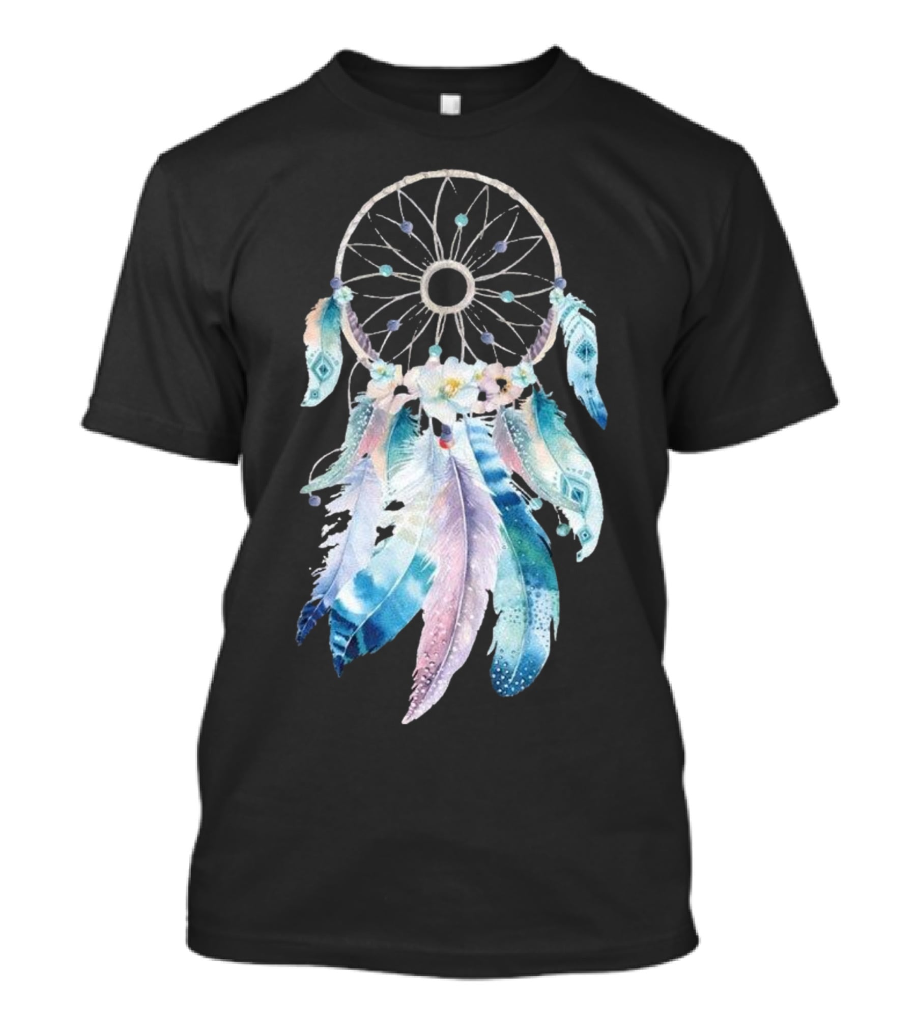 Harajuku Women Feather Dreamcatcher Flower Printed T-Shirt