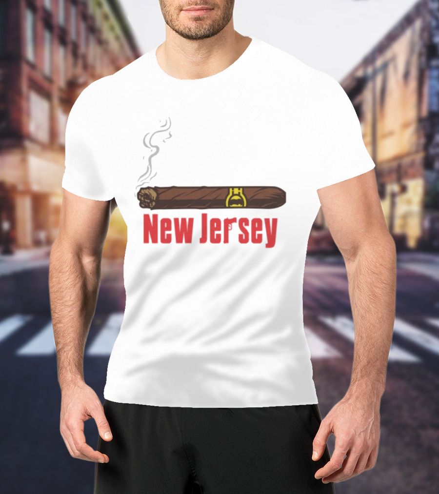 New Jersey Smoking Cigar Emblem T-Shirt
