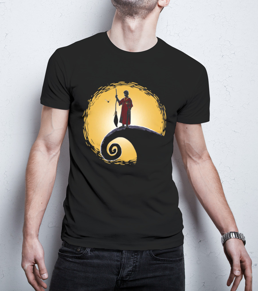 Quidditch Before Christmas Wizards Moon Scene T-Shirt