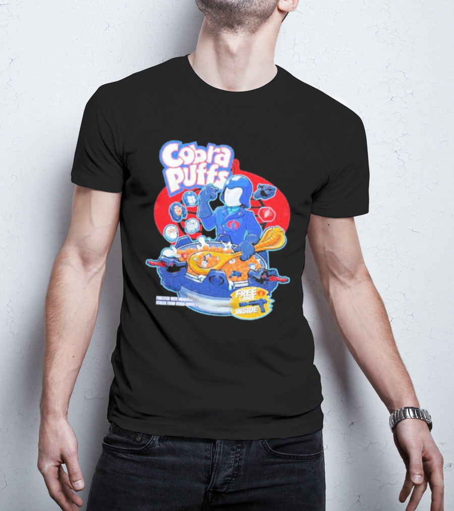 Cobra Puffs Free Laser Inside Funko Pop Style Cereal Commander Cartoon Scene T-Shirt