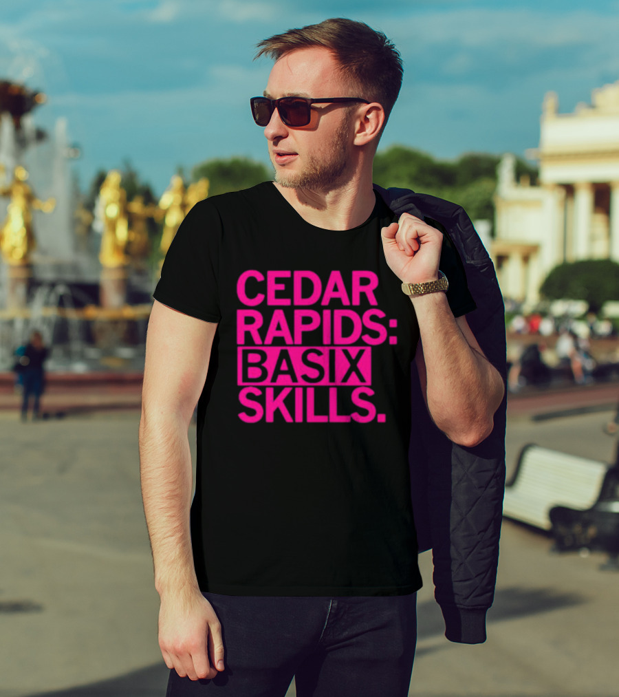 Cedar Rapids Basix Skills Retro Bold Typography T-Shirt