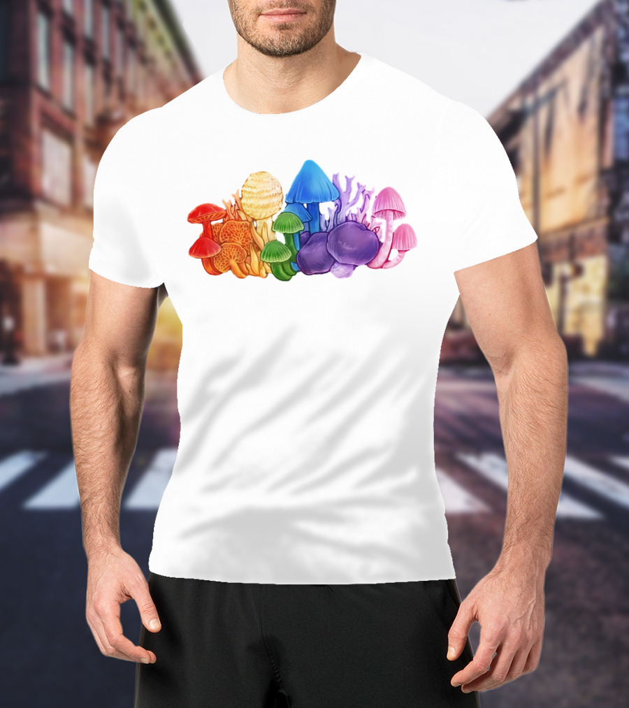 NZ Rainbow Fungi Colorful Mushroom Collection T-Shirt