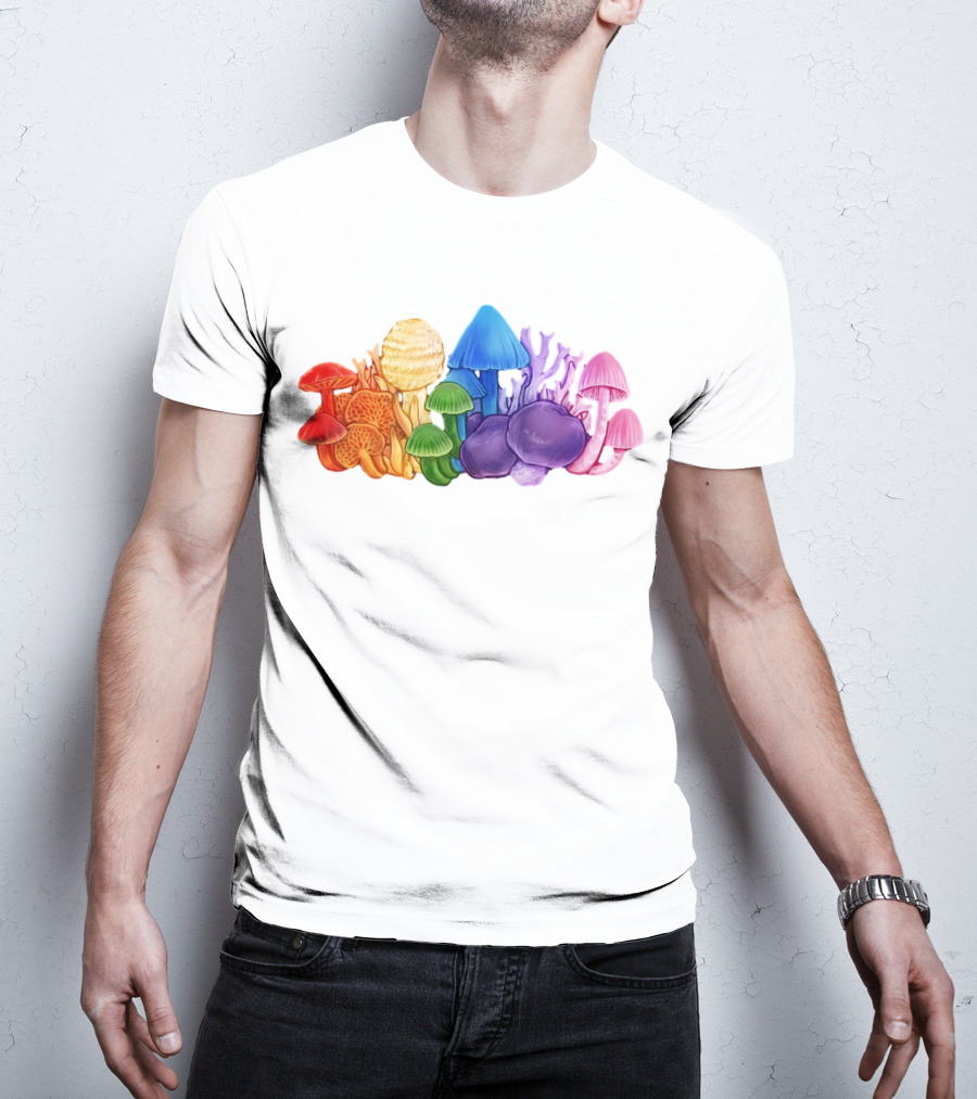 NZ Rainbow Fungi Colorful Mushroom Collection T-Shirt