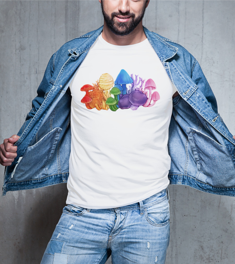 NZ Rainbow Fungi Colorful Mushroom Collection T-Shirt