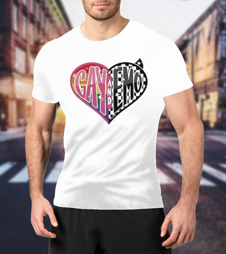 Gay And Emo Rainbow Heart T-Shirt