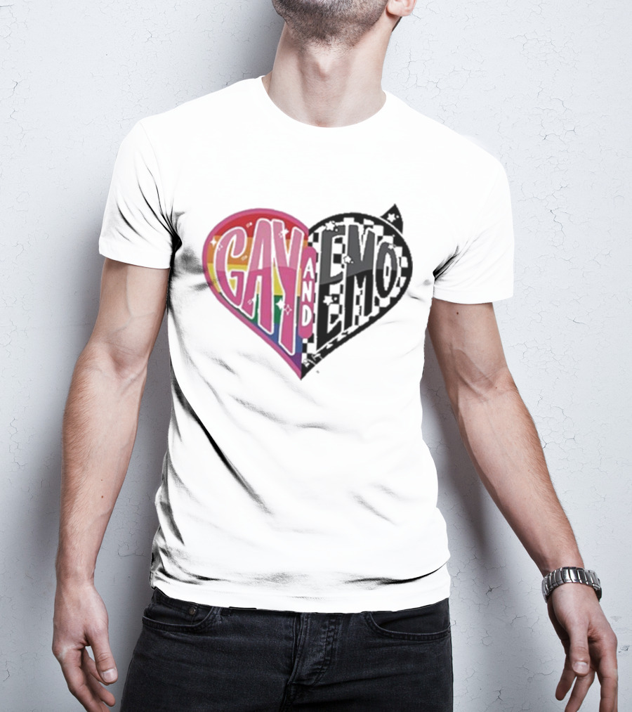 Gay And Emo Rainbow Heart T-Shirt