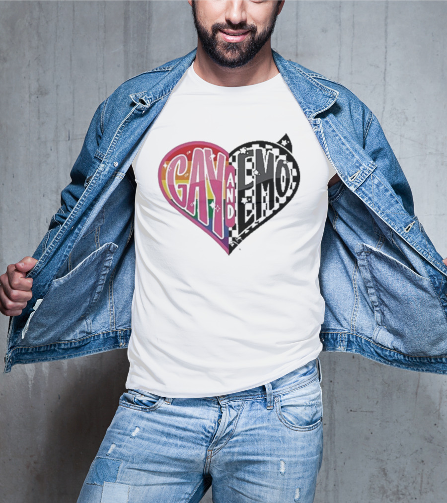 Gay And Emo Rainbow Heart T-Shirt