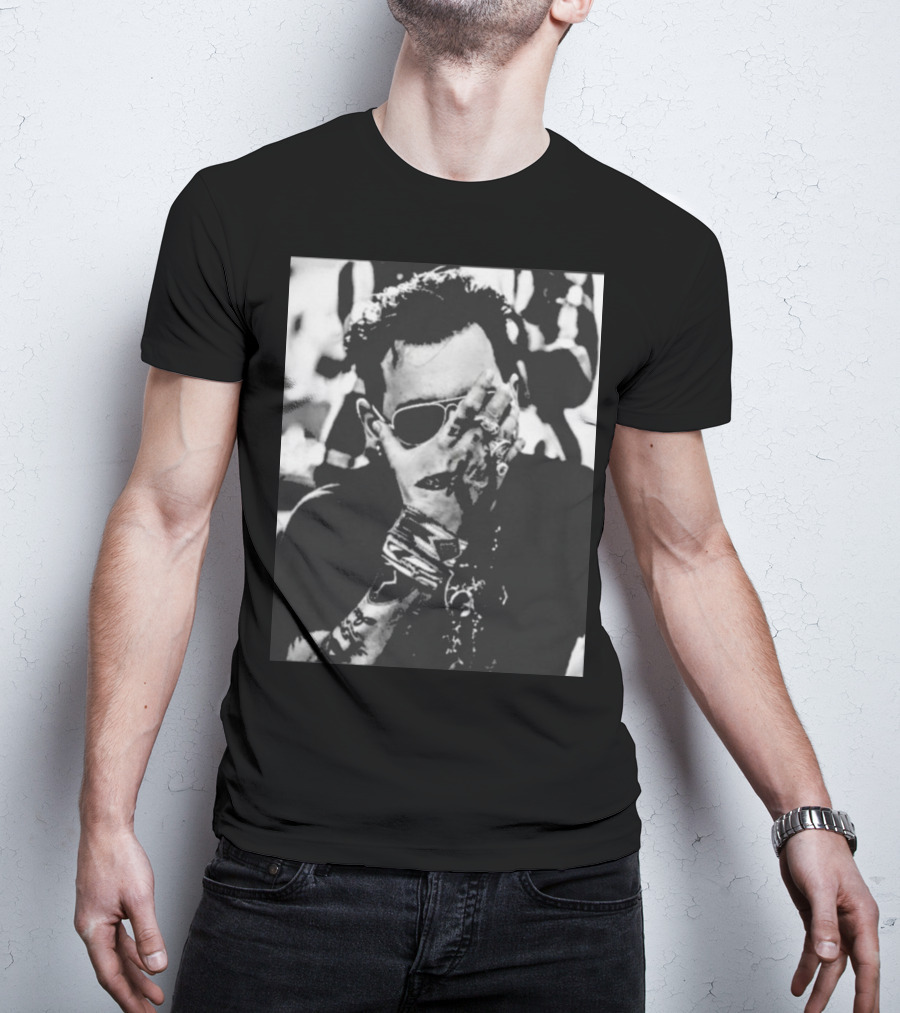 Johnny Depp Black And White Tattoo Style Photo T-Shirt