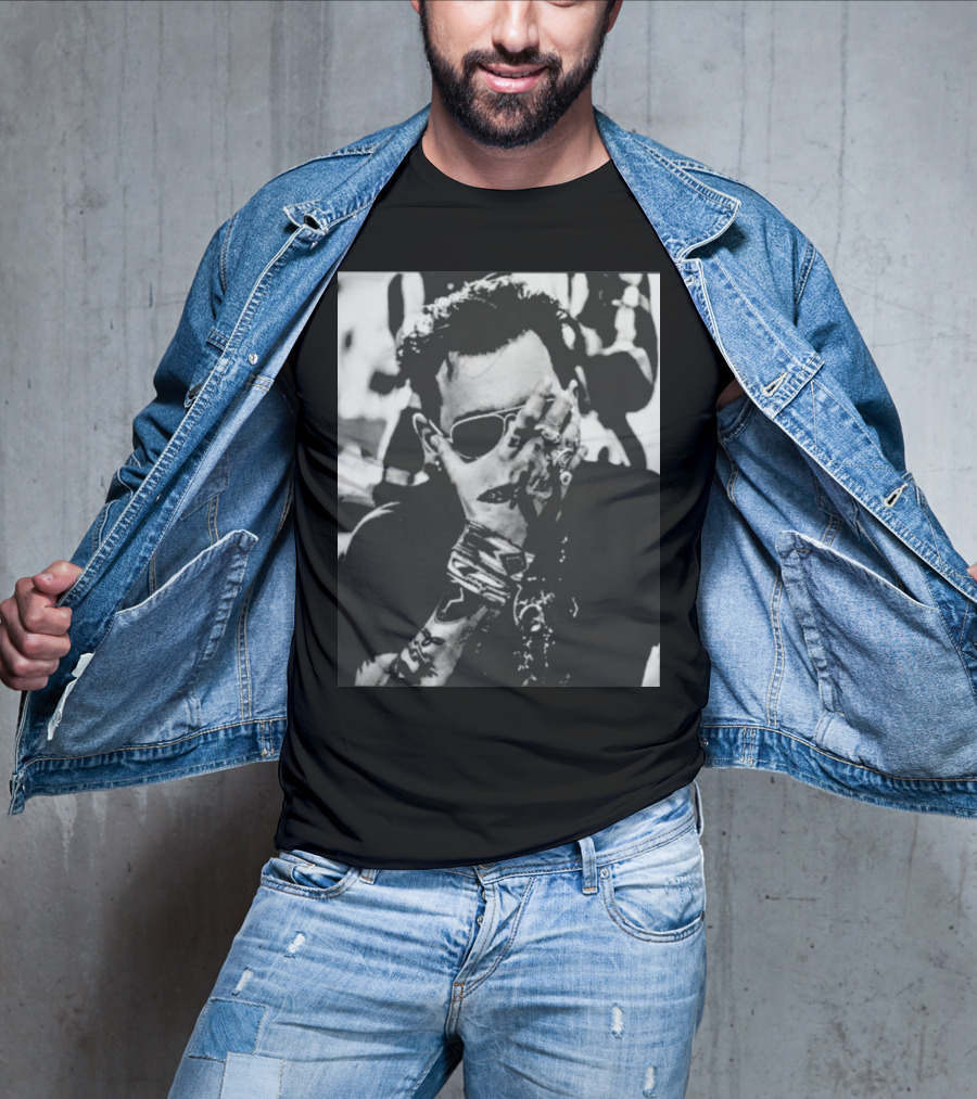 Johnny Depp Black And White Tattoo Style Photo T-Shirt
