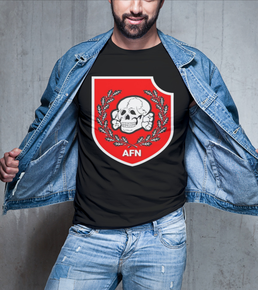 Amuse AFN Aryan Freedom Network Skull Emblem Badge T-Shirt