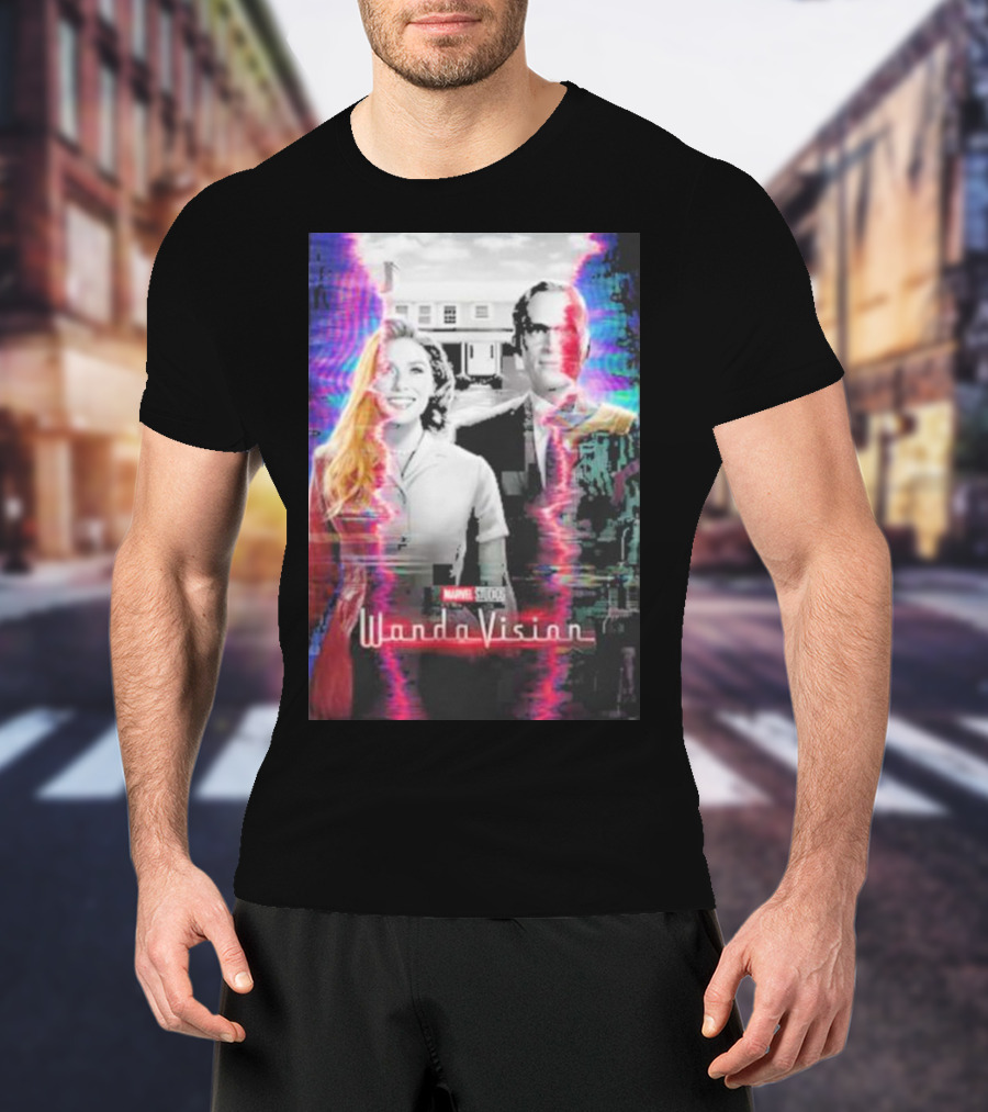 Marvel Studios WandaVision Colorful Glitch Effect Retro TV T-Shirt