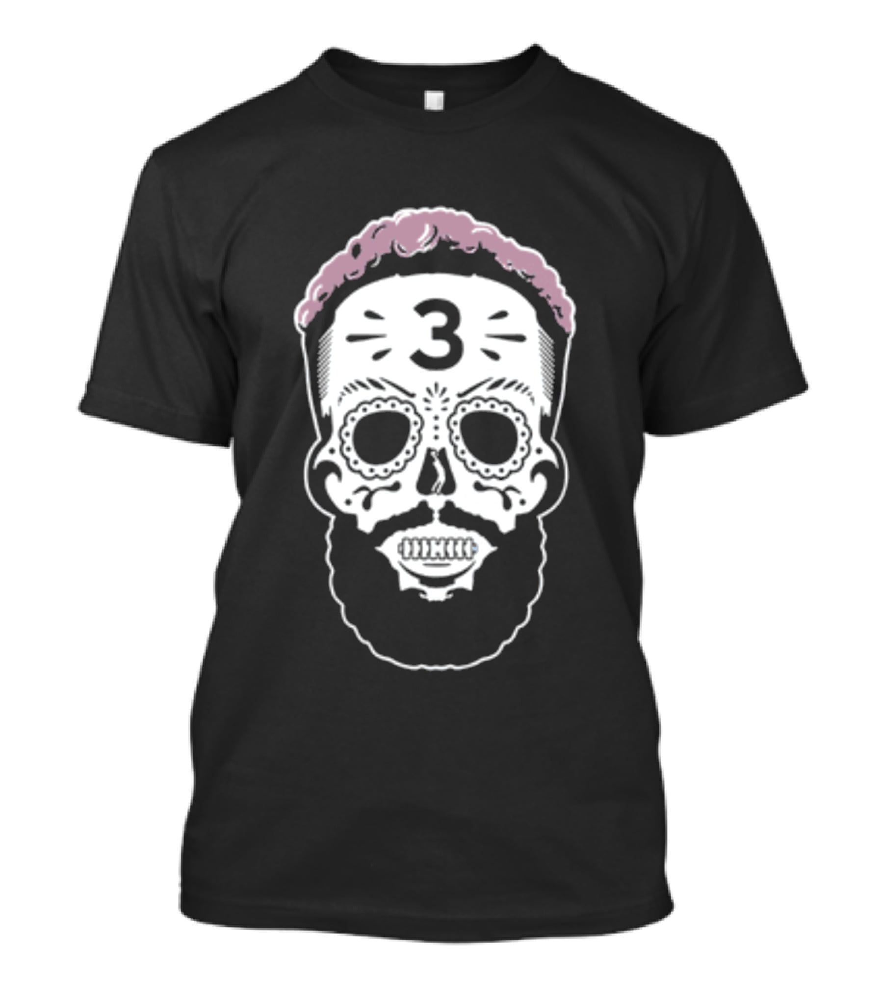 Sugar Skull Beard Art Pink Edition 3 T-Shirt