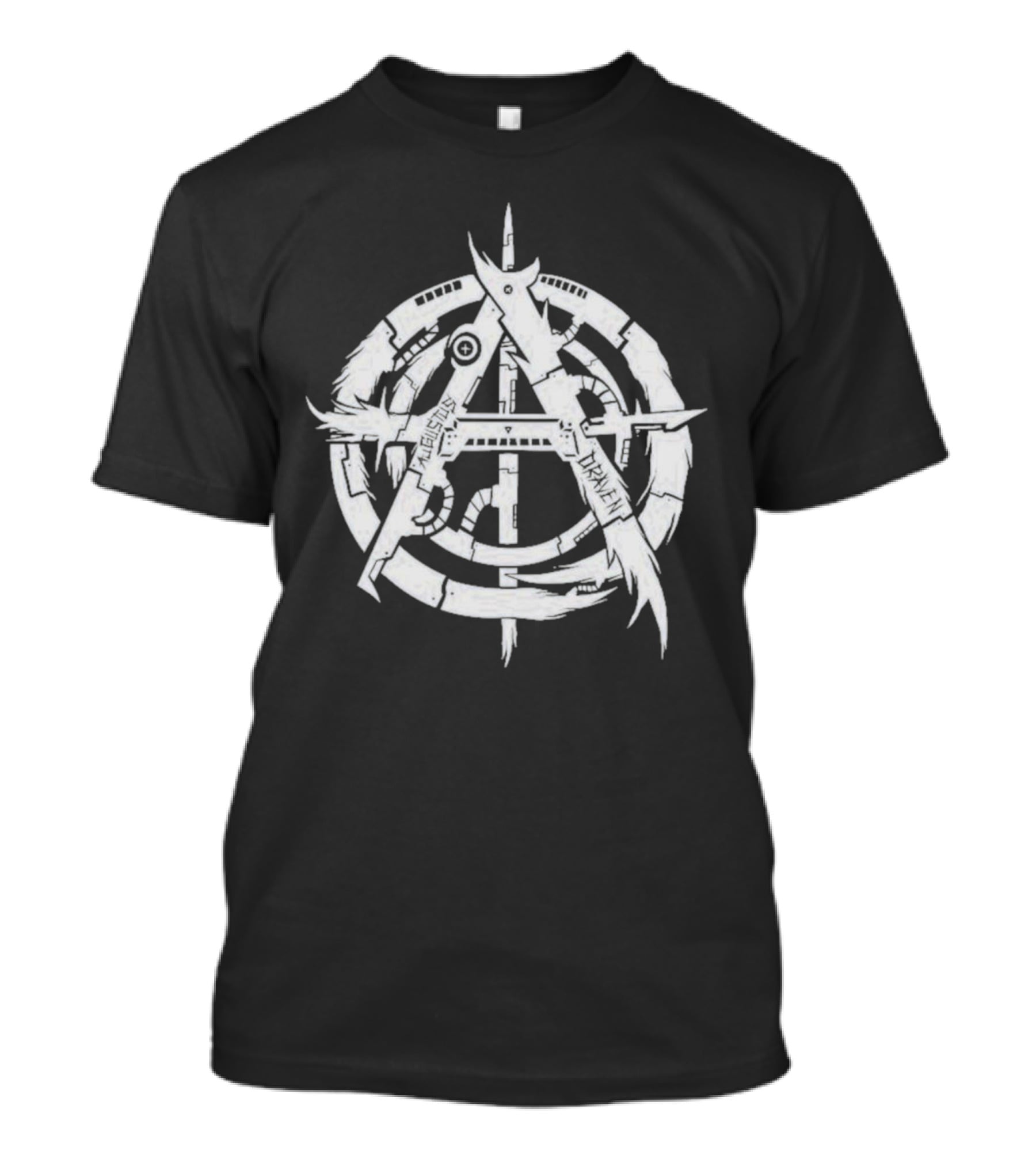 Relentless Driven Anarchy Symbol Silver And Blue T-Shirt