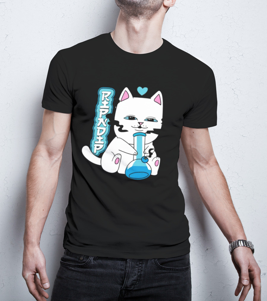 Ripndip Clothing Cat With Bong And Heart Motif T-Shirt