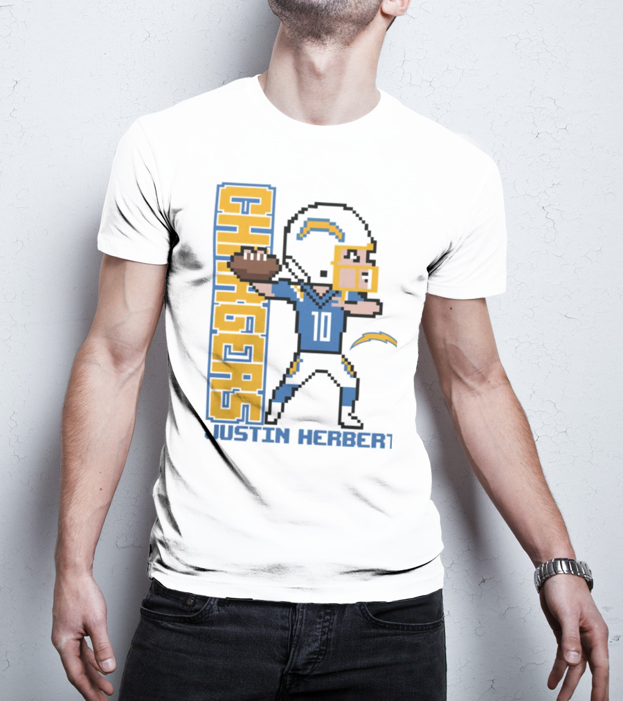 Justin Herbert Los Angeles Chargers Pixel Player 10 T-Shirt