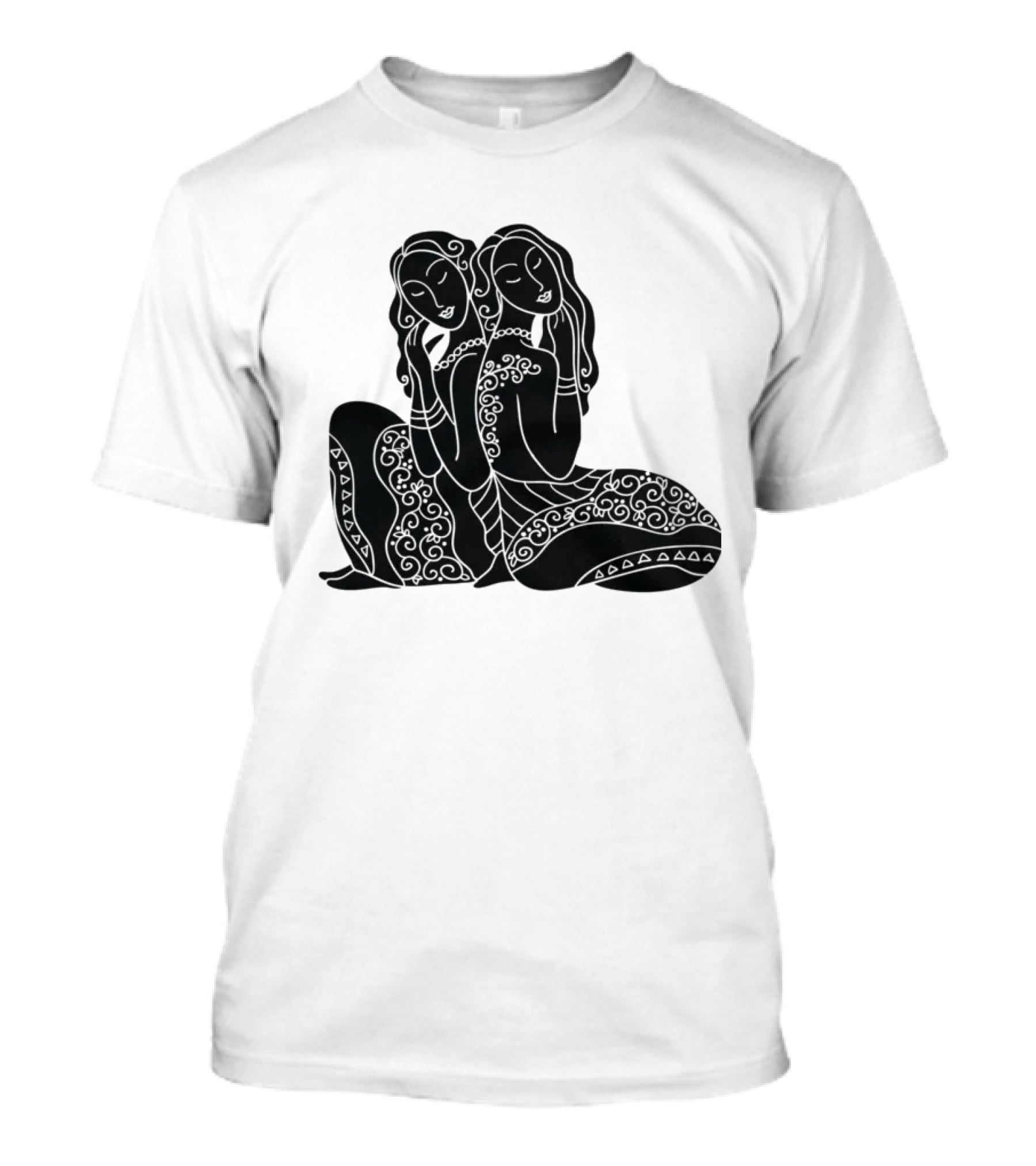 Gemini Zodiac Twins Sitting Embrace T-Shirt
