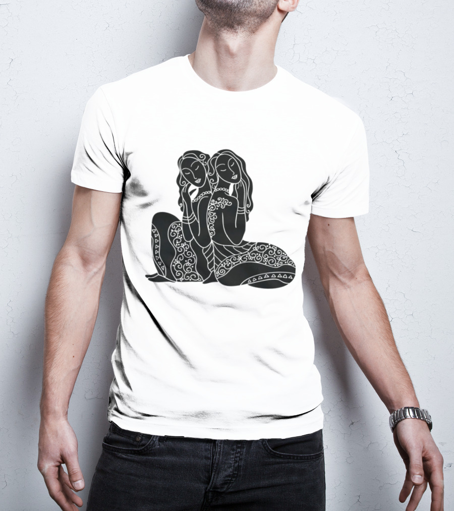 Gemini Zodiac Twins Sitting Embrace T-Shirt