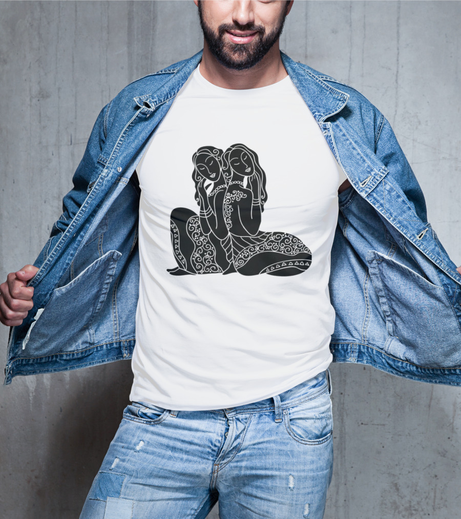 Gemini Zodiac Twins Sitting Embrace T-Shirt