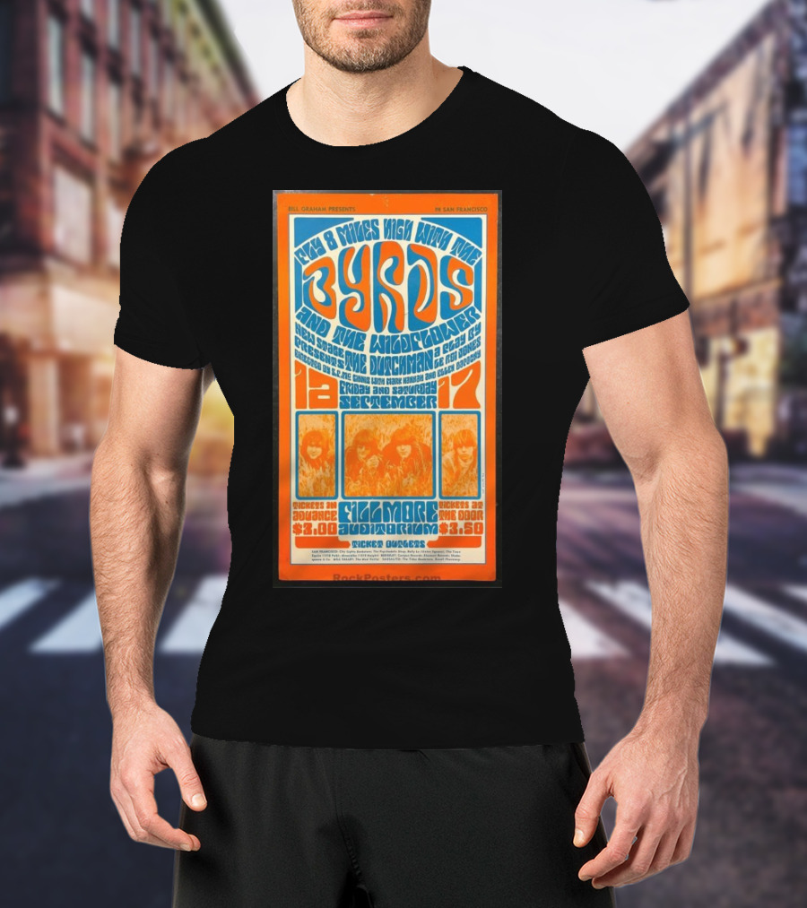 Bill Graham Presents Byrds And Wildflower September 1966 Fillmore Auditorium San Francisco T-Shirt