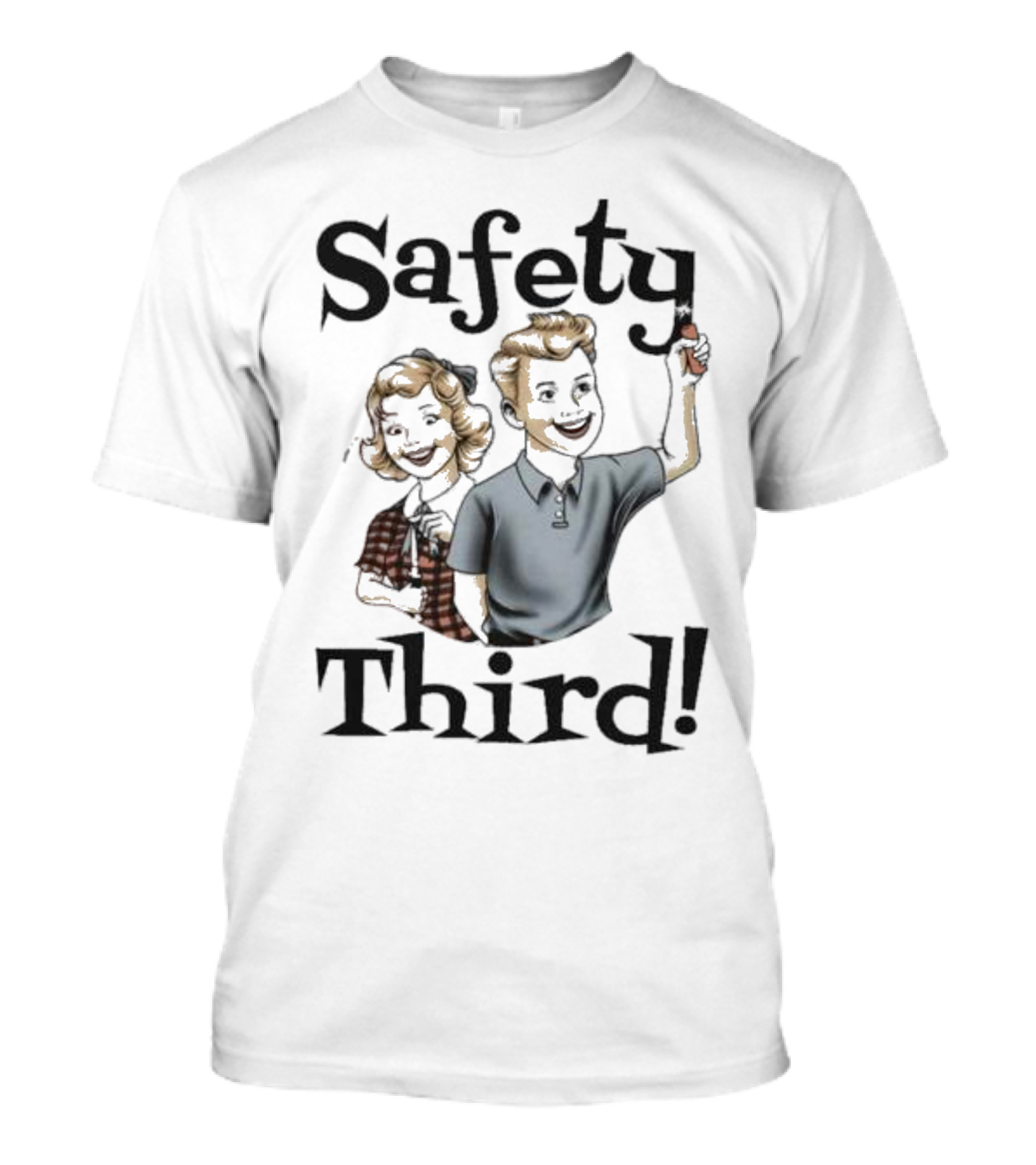 Safety Third Kid Retro Style Humor T-Shirt