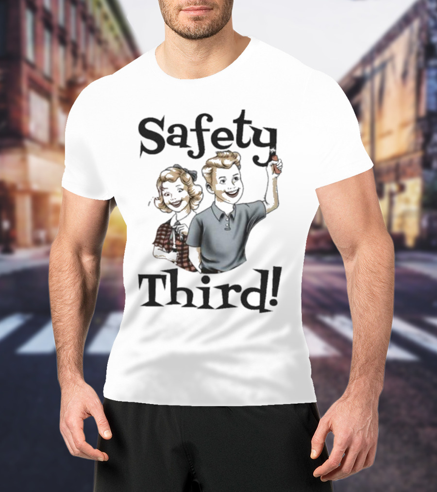 Safety Third Kid Retro Style Humor T-Shirt