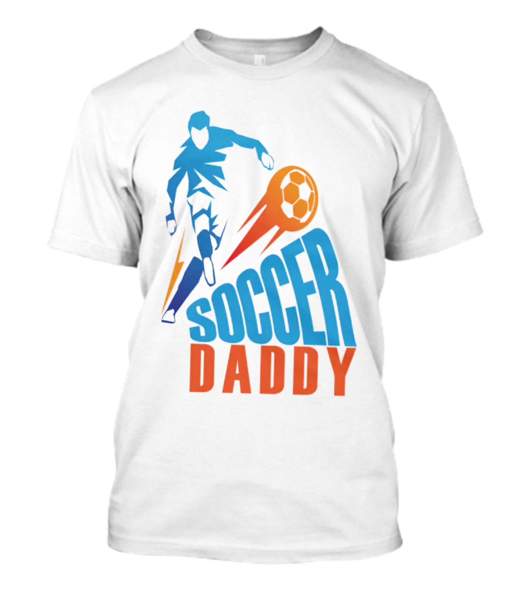 Soccer Daddy Blue Orange Football T-Shirt