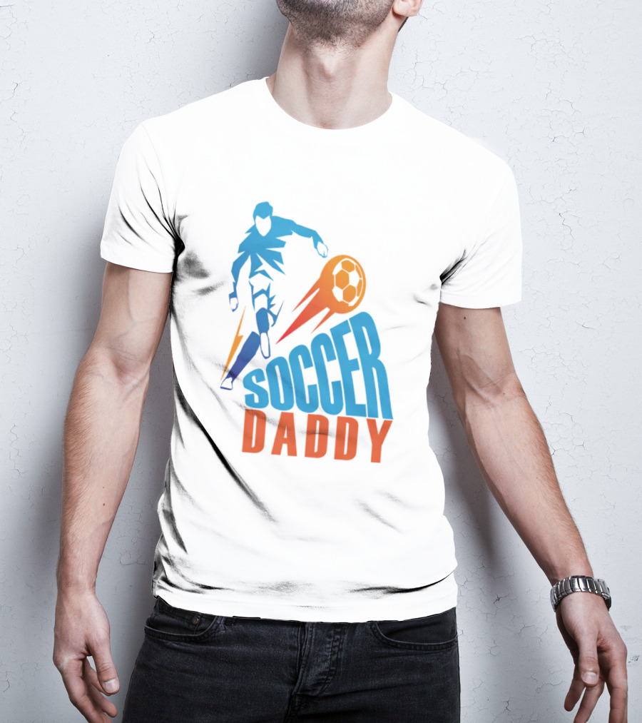 Soccer Daddy Blue Orange Football T-Shirt
