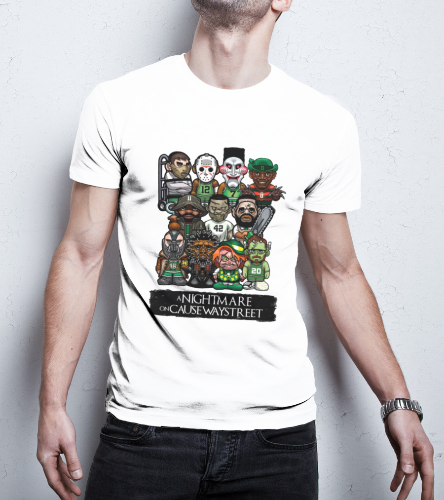 A Nightmare On Causeway Street With Horror Characters And Sports Themes T-Shirt