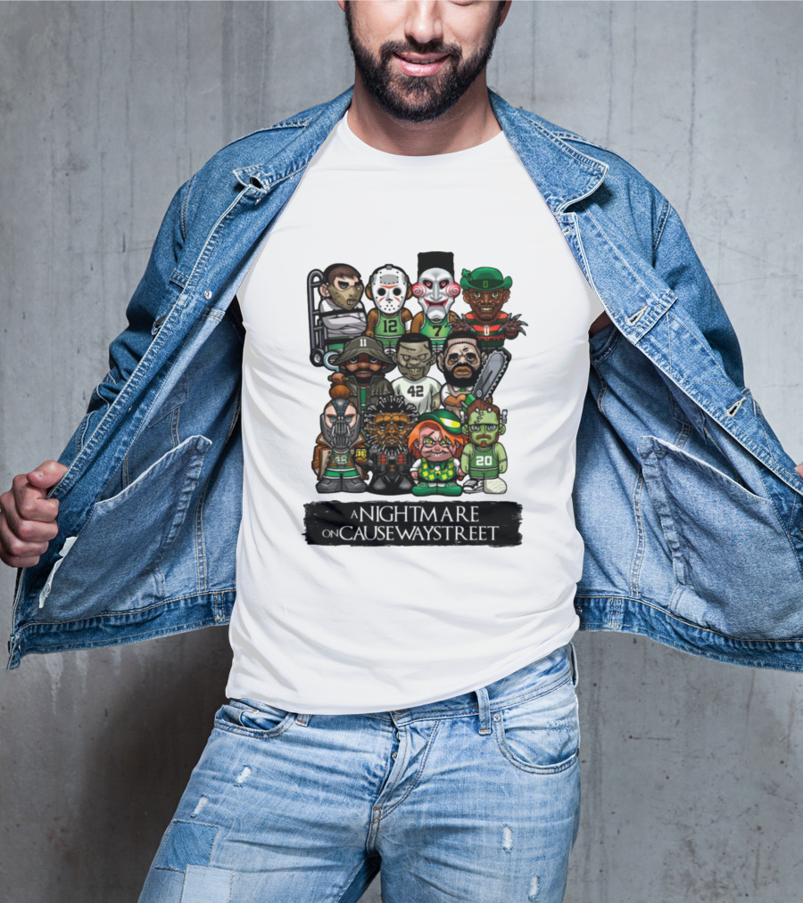 A Nightmare On Causeway Street With Horror Characters And Sports Themes T-Shirt