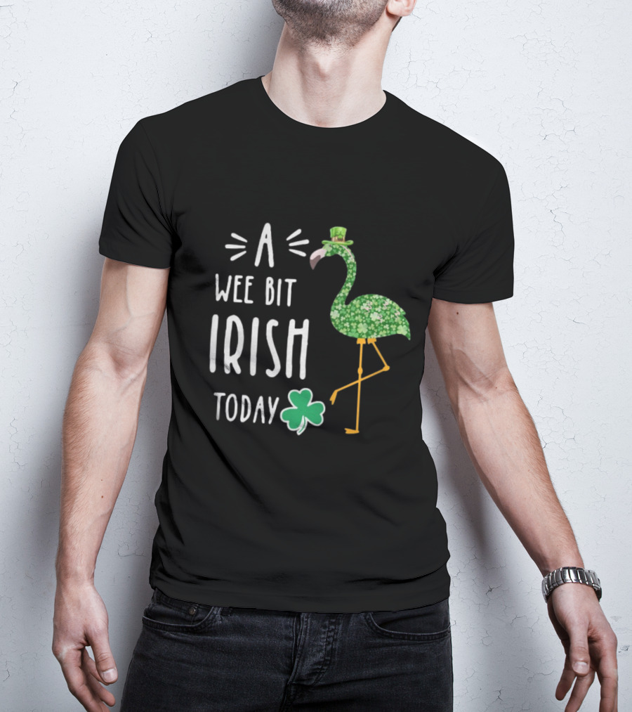 A Wee Bit Irish Today Flamingo Shamrock St Patrick’s Day T-Shirt